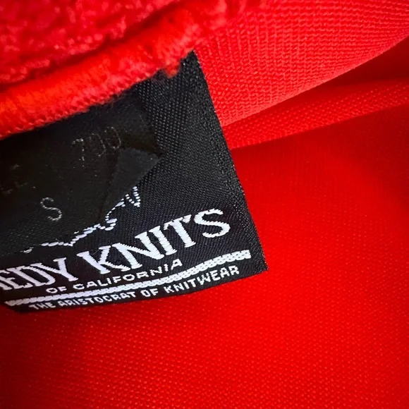 Vintage 1970’s Hedy Knits Of California Red Pantsuit Sz S Matching Neck Scarf